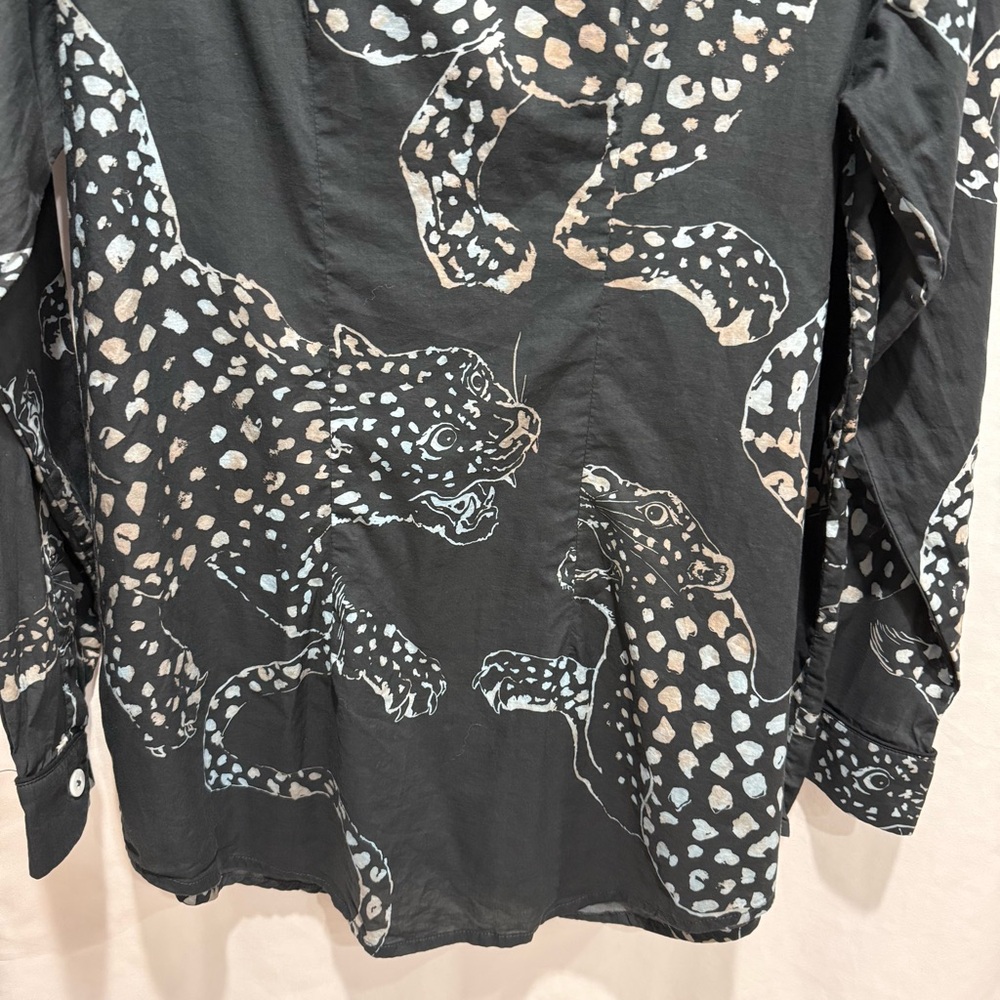 Desmond & Dempsey XXL Cotton Shirt Leopard Print Luxe Pajama Statement Lounge - Picture 12 of 15